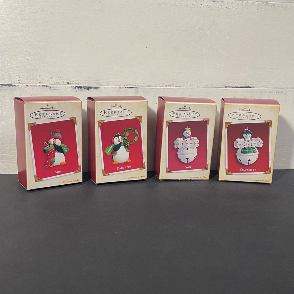 Set of 4 Hallmark Keepsake Ornaments - Son & Daughter